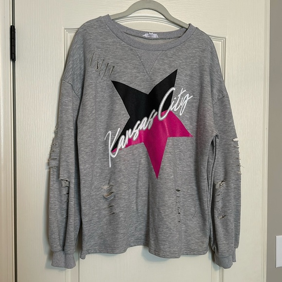GeeGee Tops - Kansas City ripped star sweatshirt *M*